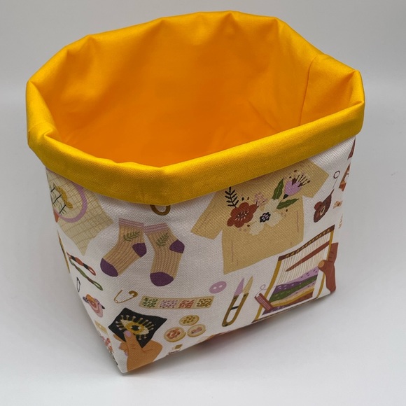 NEW Handmade Love Crafts Fabric Basket / Crafts Storage - Picture 2 of 3